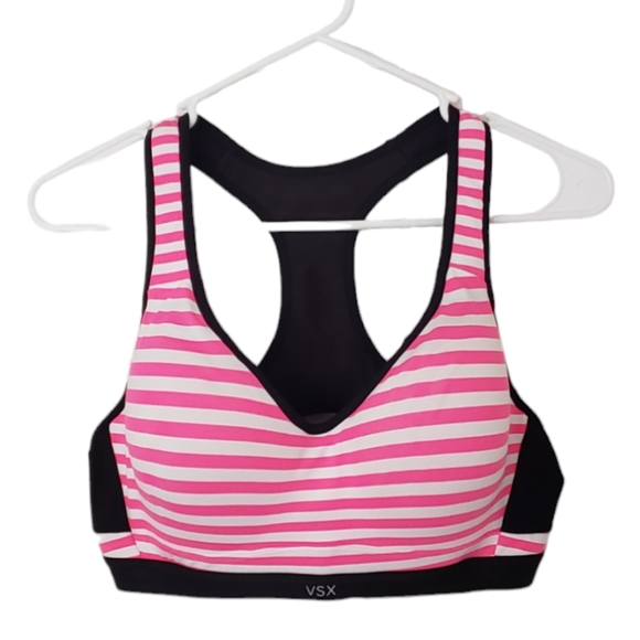 Victoria's Secret Other - Victoria Secret VSX Sprt, Striped Sport Bra Pink, White and Black Size 38C